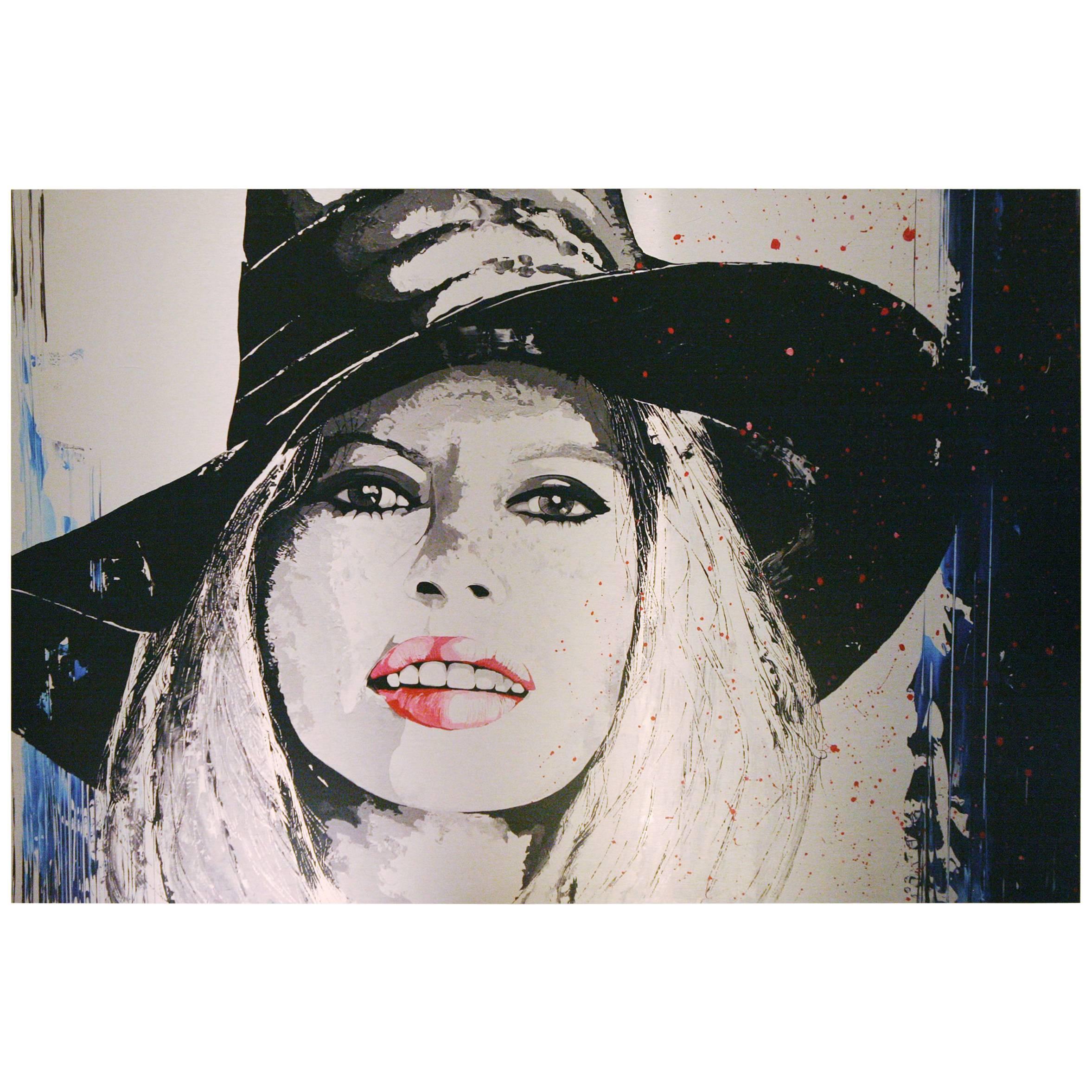 Photographie Brigitte Bardot sur aluminium brossé en vente