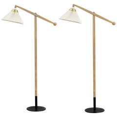 Pair of Oak Floor Lamp Model 325 by Vilhelm Wohlert for Le Klint in Denmark