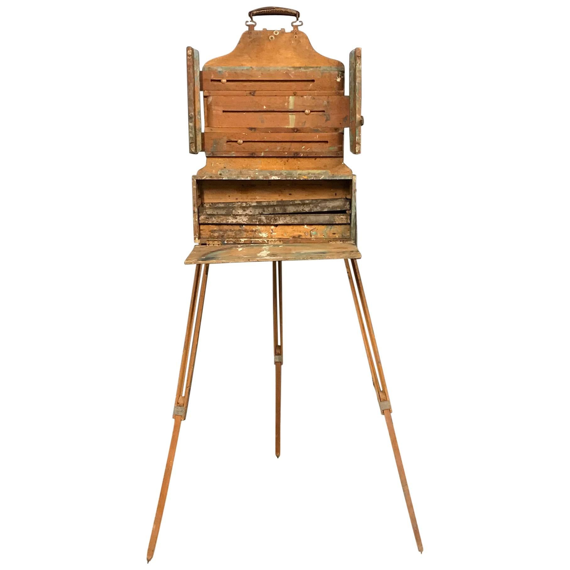 Antique Portable Artist Painters Easel For Sale