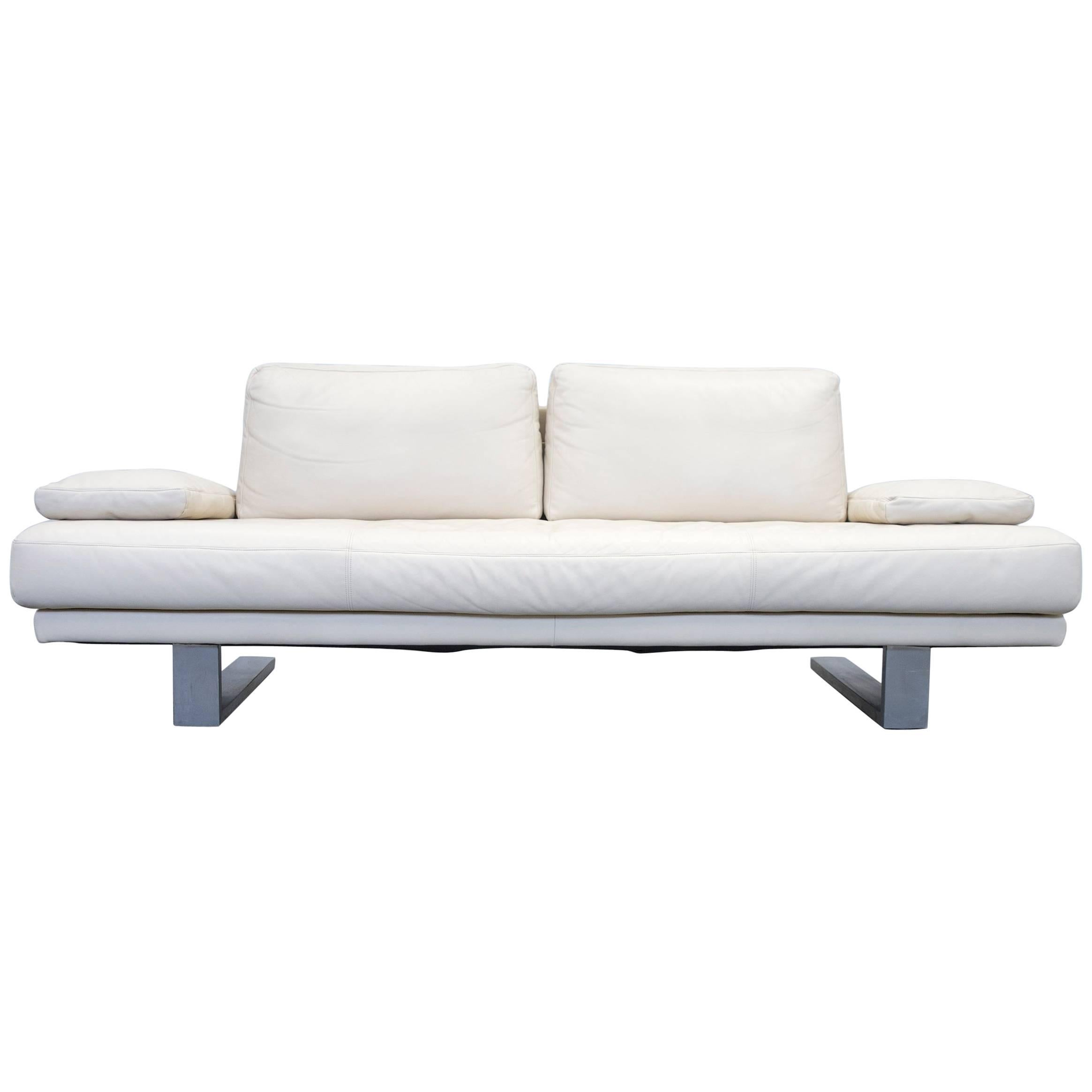 Rolf Benz 6600 Cantilever Sofa Designer Leather Beige Two-Seat Couch Modern