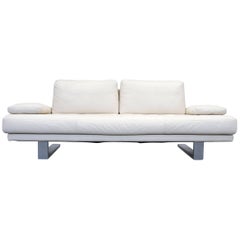 Rolf Benz 6600 Cantilever Sofa Designer Leather Beige Two-Seat Couch Modern