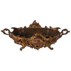Antique French Rococo Gilt Bronze Pierced Footed Console Bowl, 19th Century