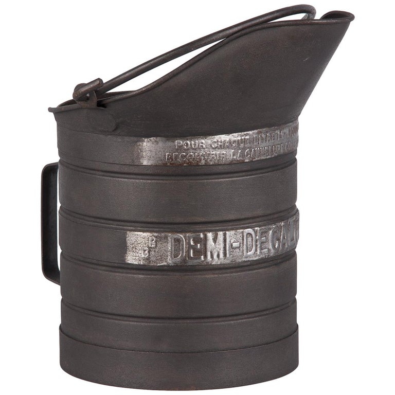 French Black Metal Measuring Milk Pitcher, 1950s at 1stDibs