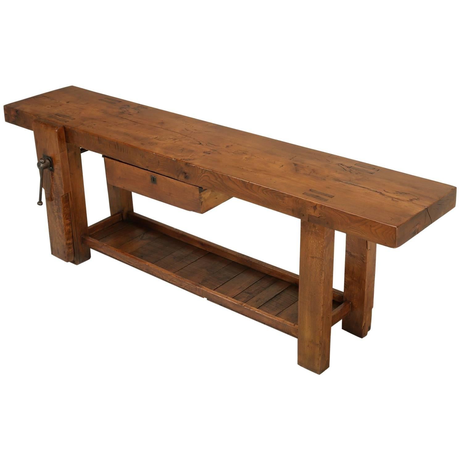 Antique French Woodworker's Bench or Sofa Table