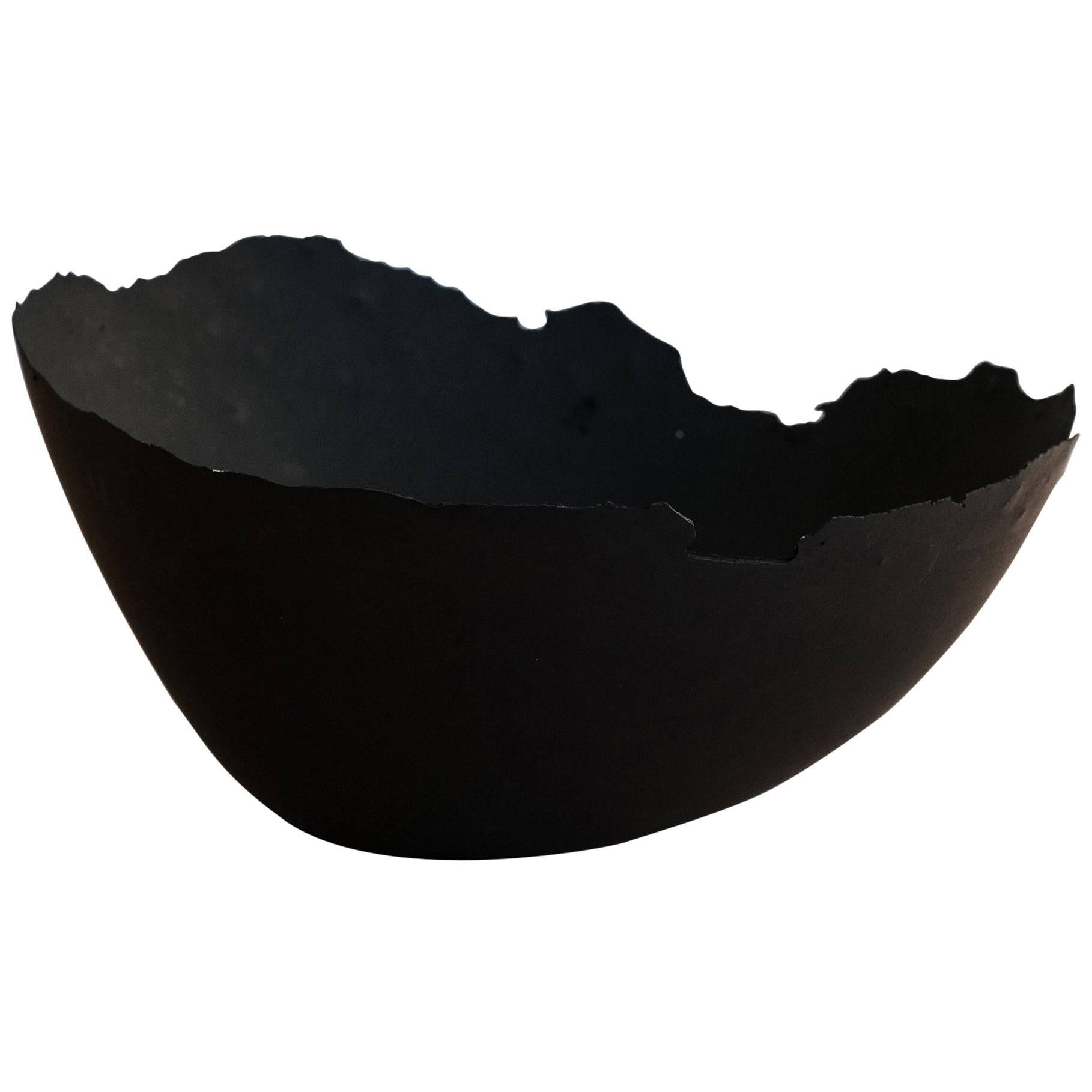 Handmade Cast Concrete Bowl in Black by UMÉ Studio For Sale