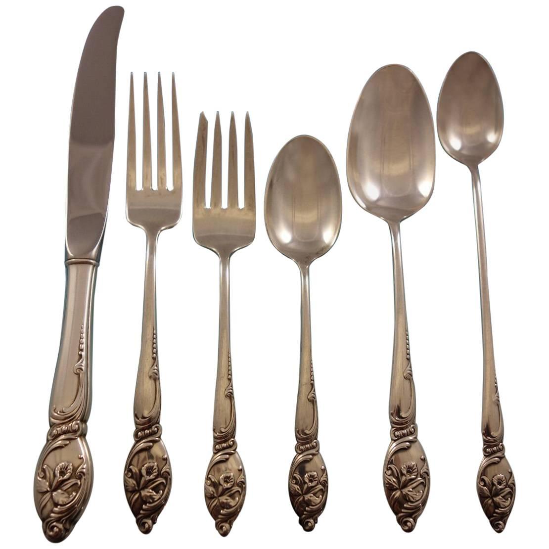 Enchanting Orchid by Westmorland Sterling Silver Flatware Set Service 38 Pcs For Sale
