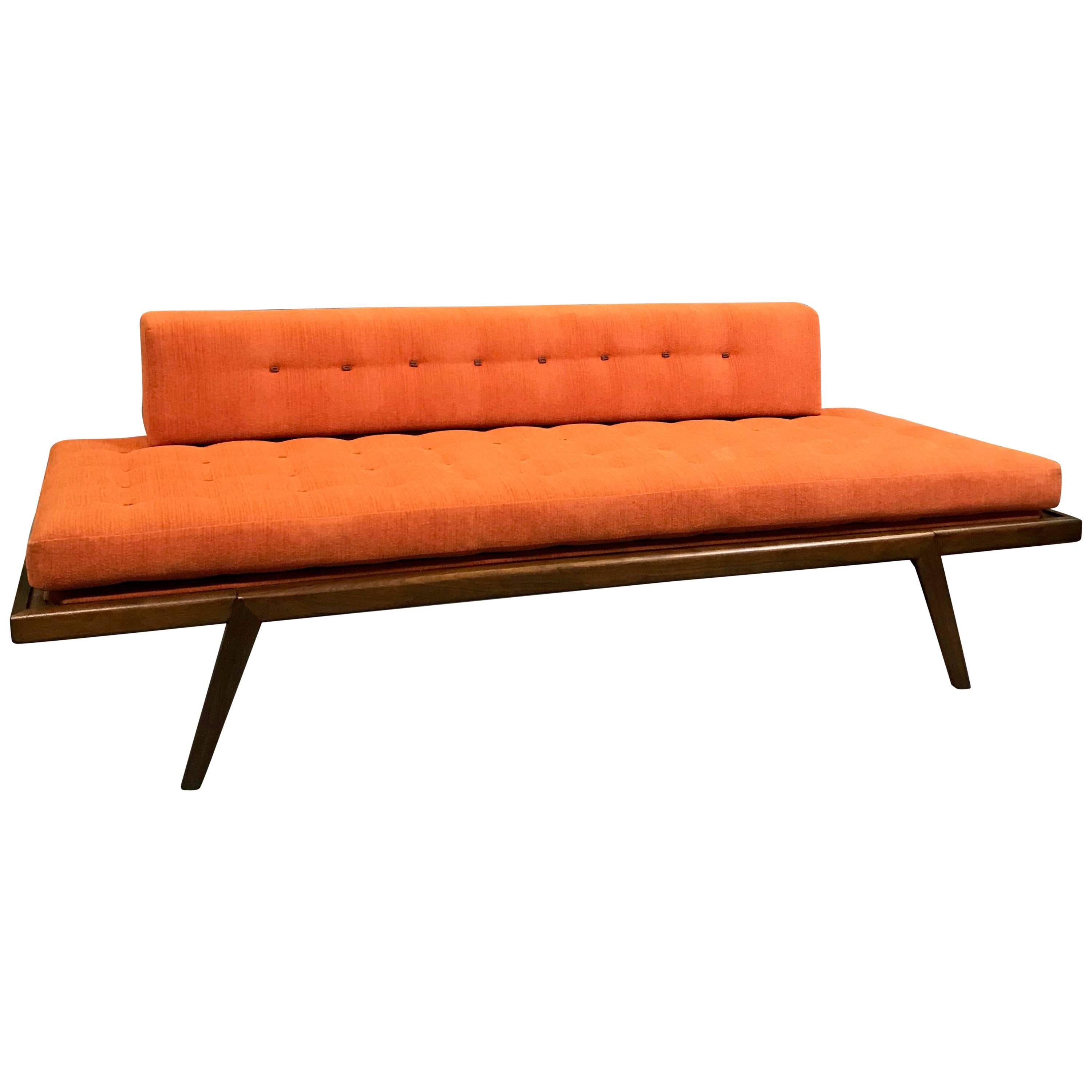 MidCentury Modern Walnut Upholstered Daybed by Mel Smilow at 1stDibs