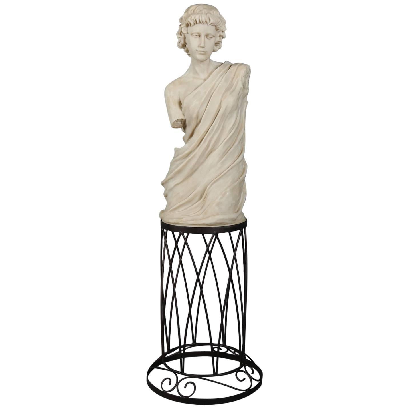 Classical Faux Marble 3/4 Bust Sculpture of Young Caesar, 20th Century