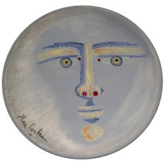 Assiette en céramique originale de Jean Cocteau "Clair de lune":: 1958
