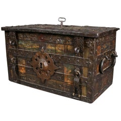 Hand-Forged Iron Pirate's Chest with Hand-Painted Maritime Vignettes