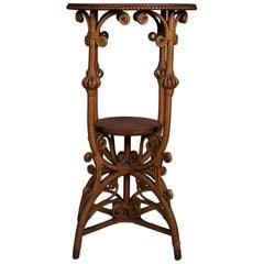 Victorian Heywood-Wakefield School Wicker and Rattan Plant Stand, 20th Century