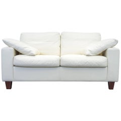 Used Machalke Designer Sofa Leather Crème Beige Two-Seat Couch Modern