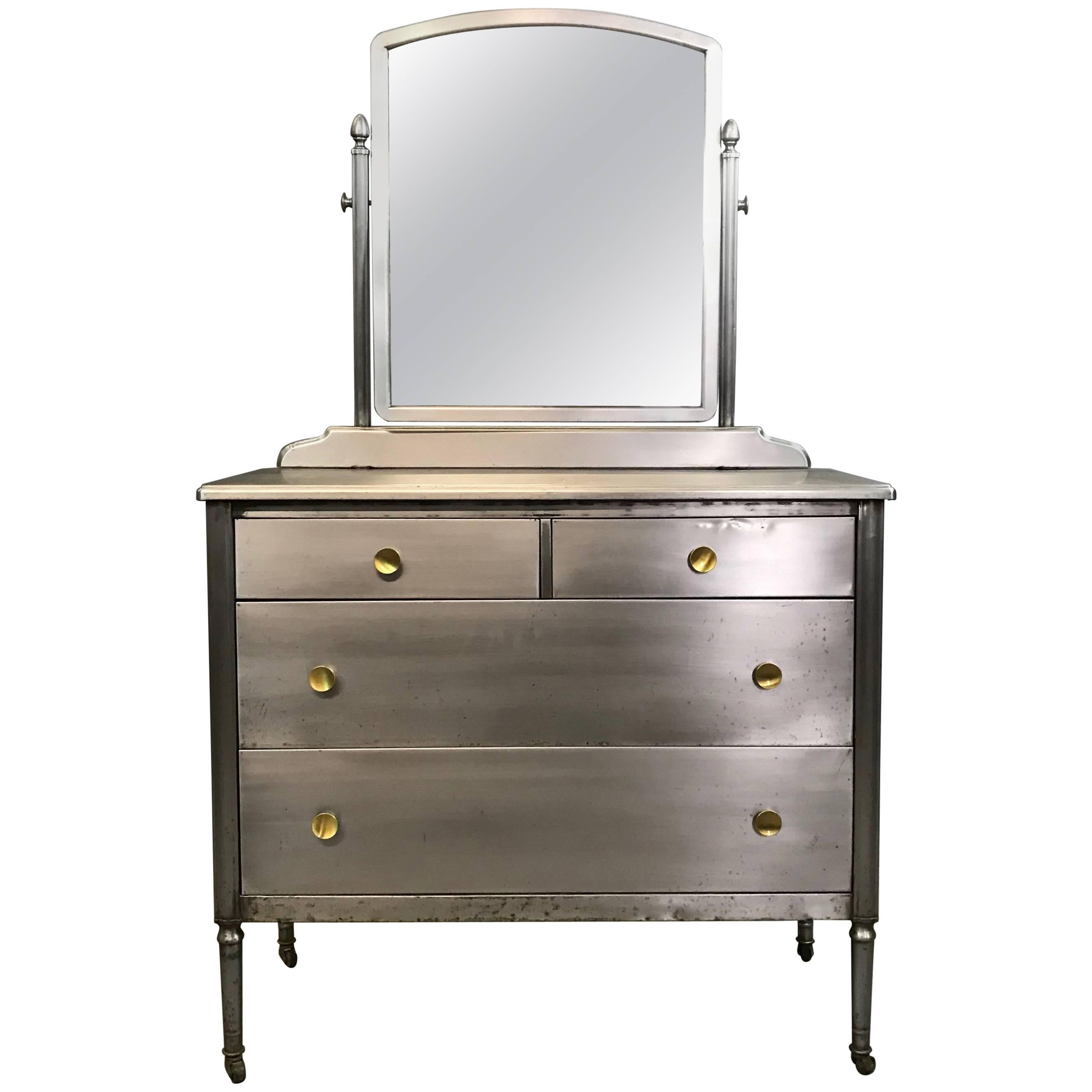 Simmons Sheraton Series Brushed Steel Dresser with Mirror