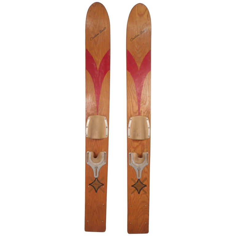 Unique Pair of Vintage Decorative Water Skis by Aqua Wood Products at