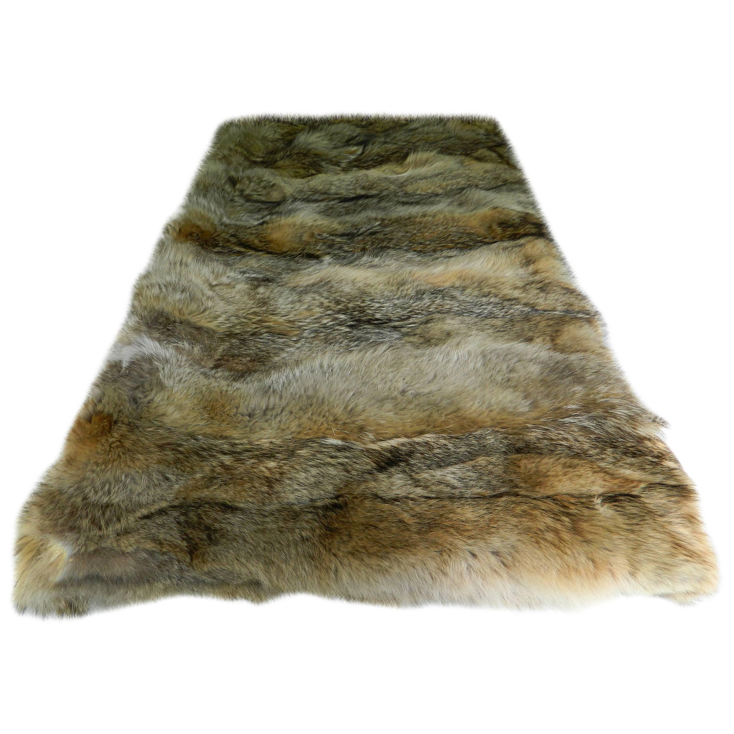 Luxurious Coyote Fur Throw with Cashmere Lining