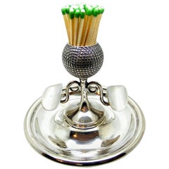 Unusual Edwardian Golf-Themed Silver Plated Match Striker/Ashtray