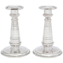 Pair of French Empire Sterling Silver Candlesticks
