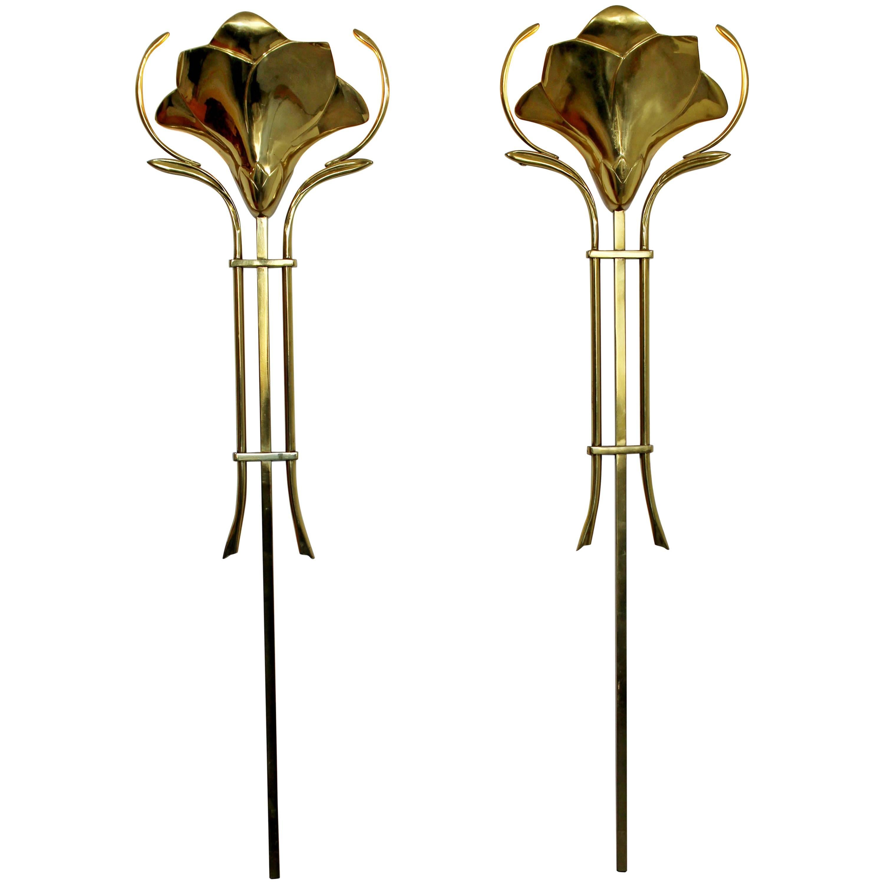 Mid-Century Modern Frederick Cooper Pair of Hanging Brass Wall Sconces, 1960s