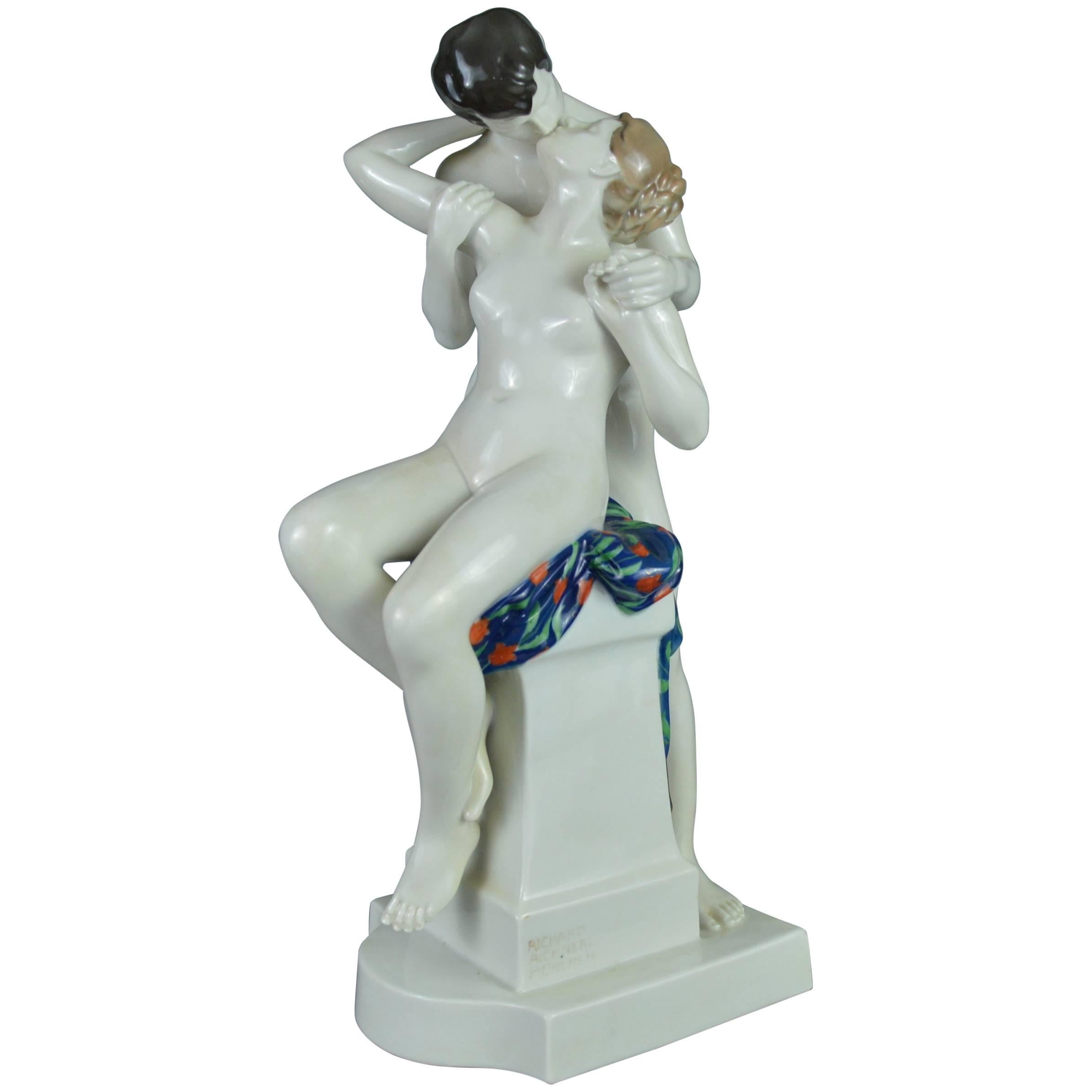 Art Nouveau Rosenthal Porcelain Sculpture Spring of Love, Richard Aichner, 1918
