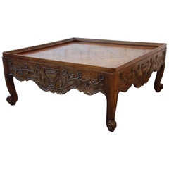 Carved French Country Square Coffee Table by Baker Furniture