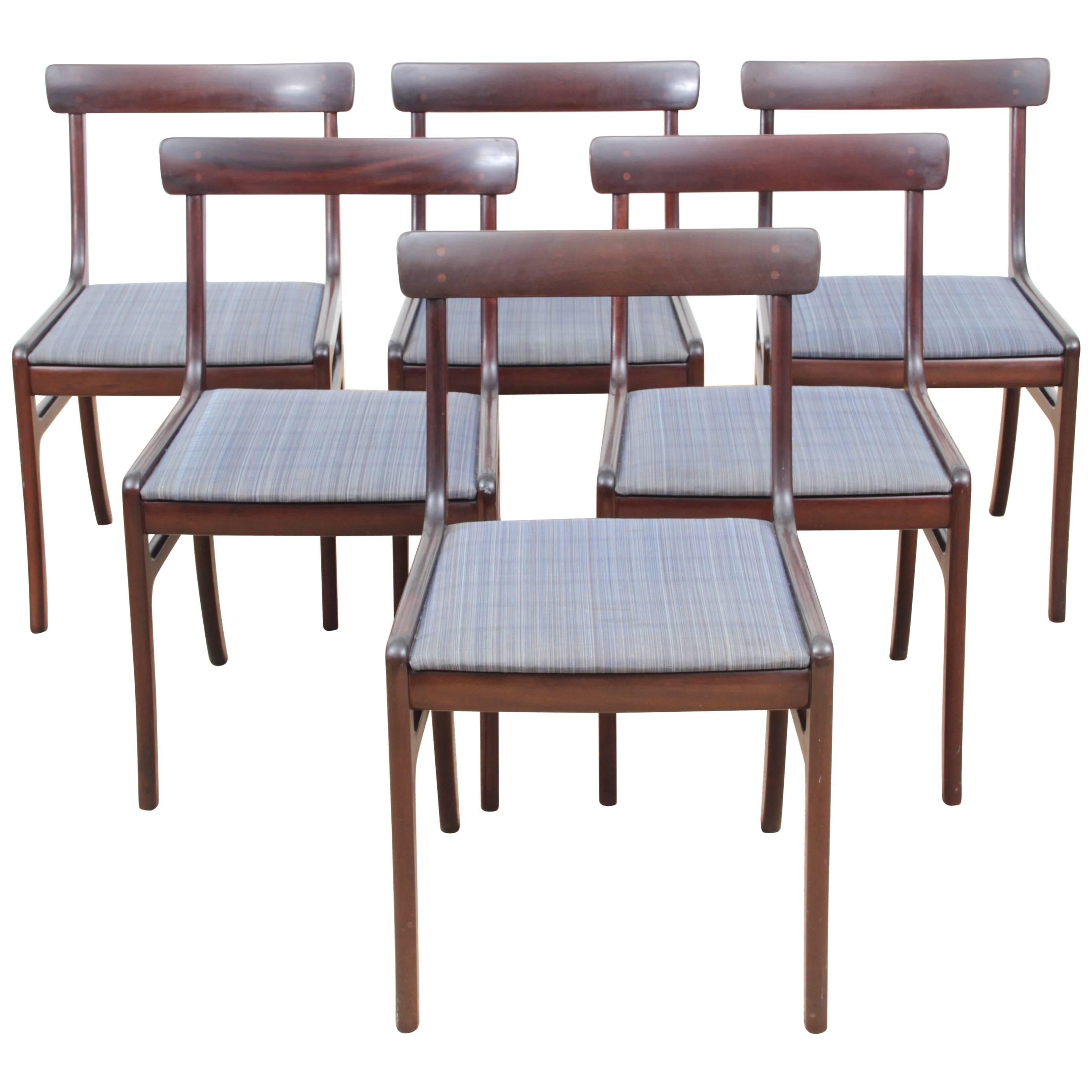 Mid-Century Modern Scandinavian Set of Six Dining Chairs Model Rungstedlund