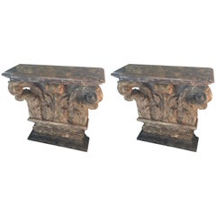 Spectacular Pair of Antique Carved Wood French Consoles