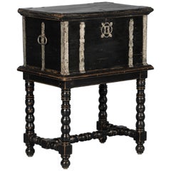  Antique Swedish Trunk/Side Table Painted Black
