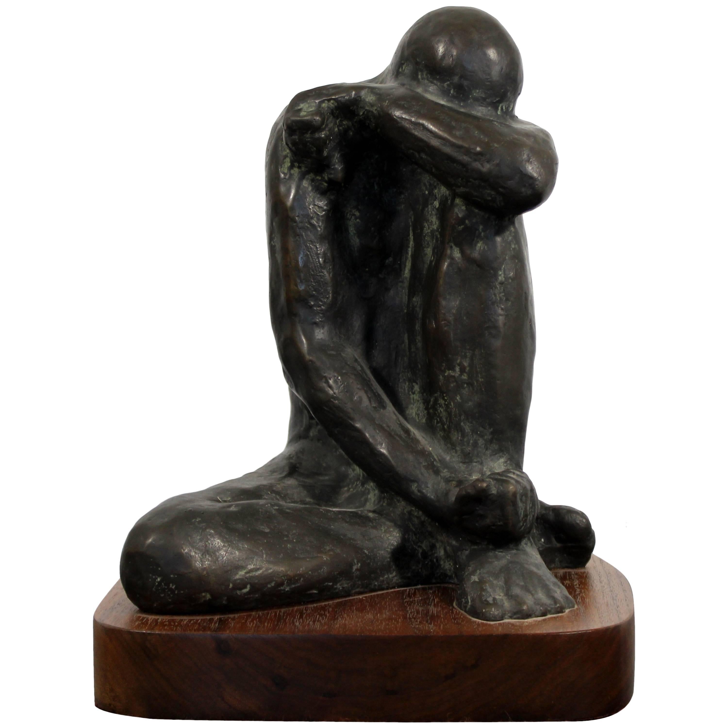 Despair Bronze Figurative Table Sculpture by Charles Masse 3/12, 1989