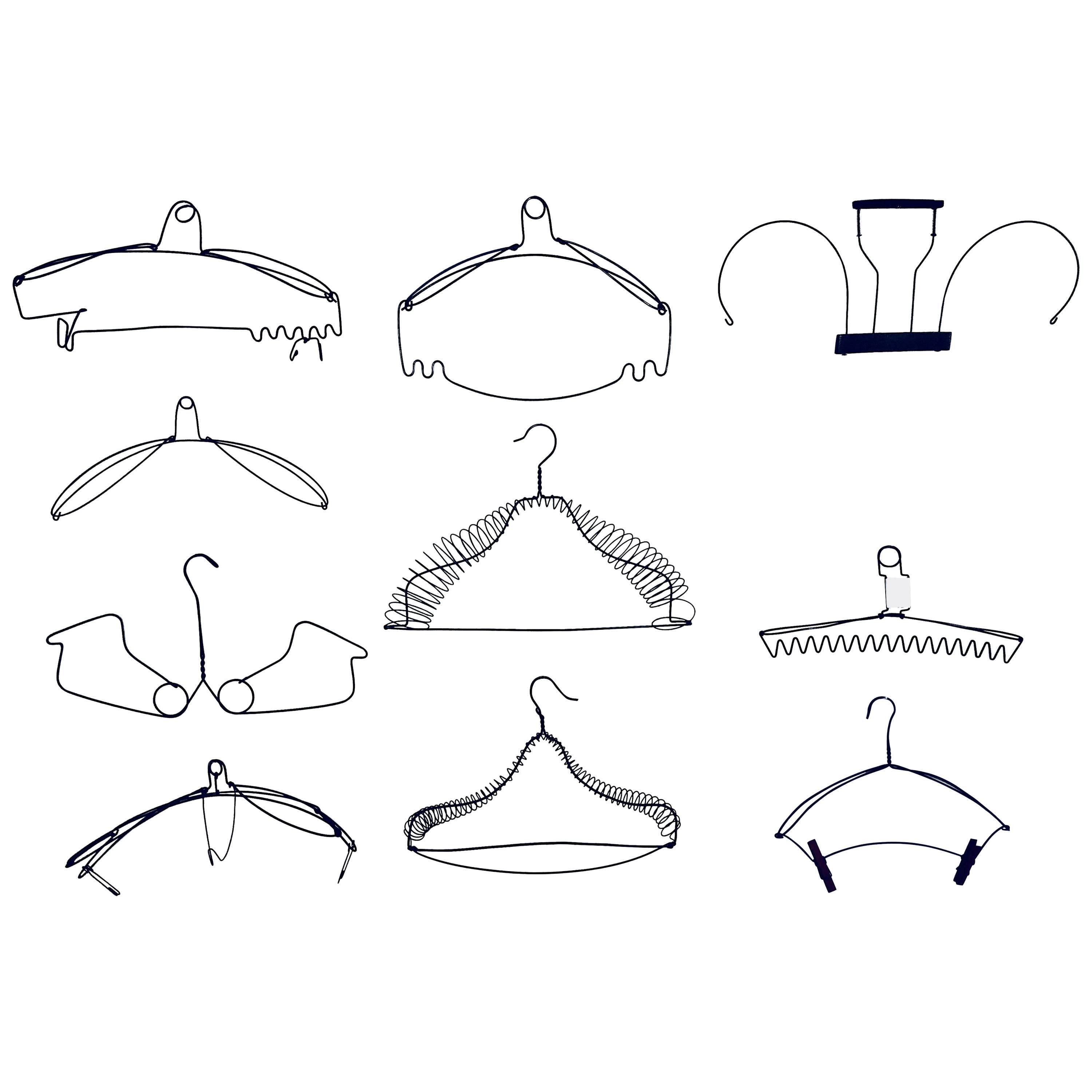 Collection of 11 Antique Wire Hangers