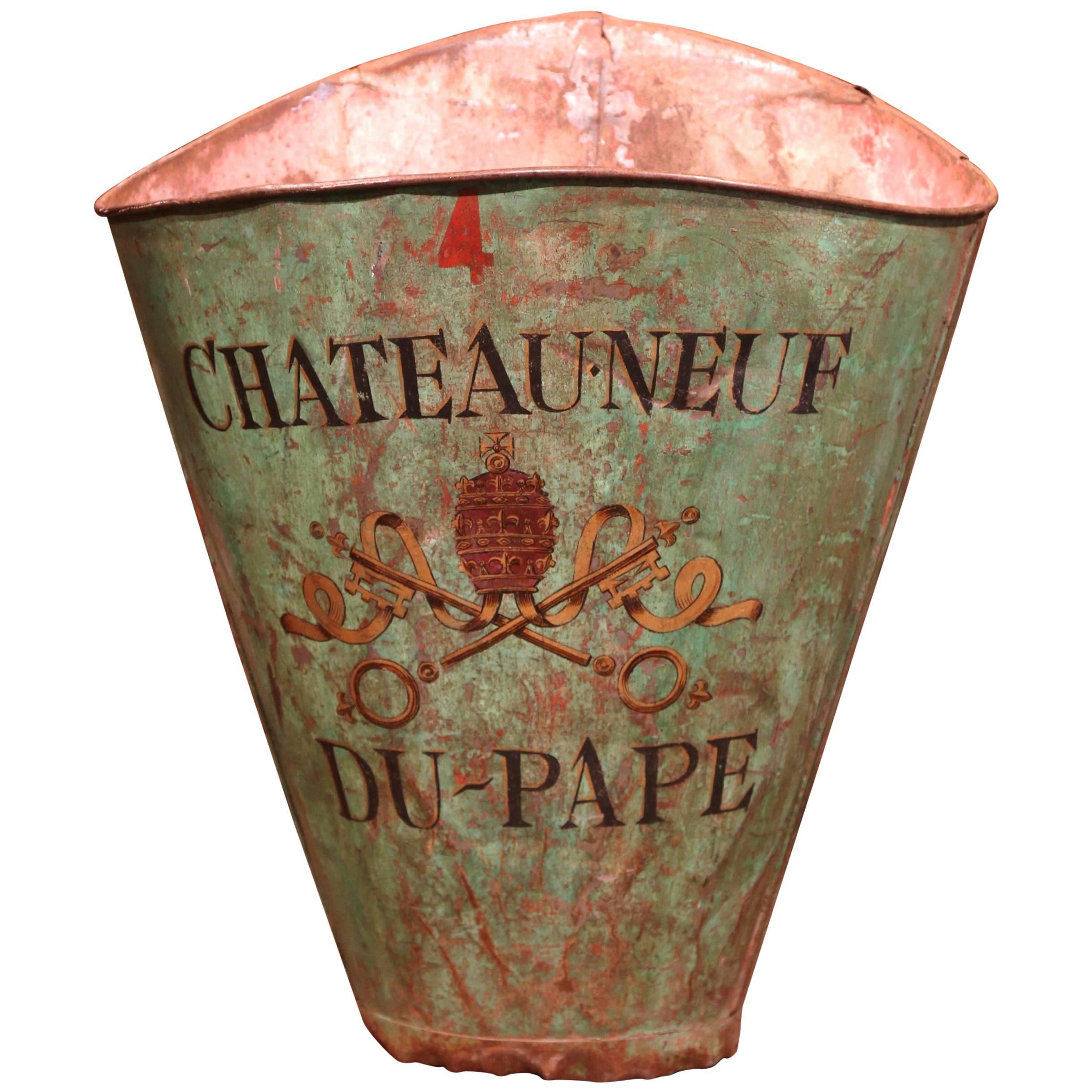 19th Century French Hand-Painted Tole Grape Basket from the Rhone Wine Valley