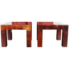 Vintage Parsons Goatskin Side Tables by Karl Springer