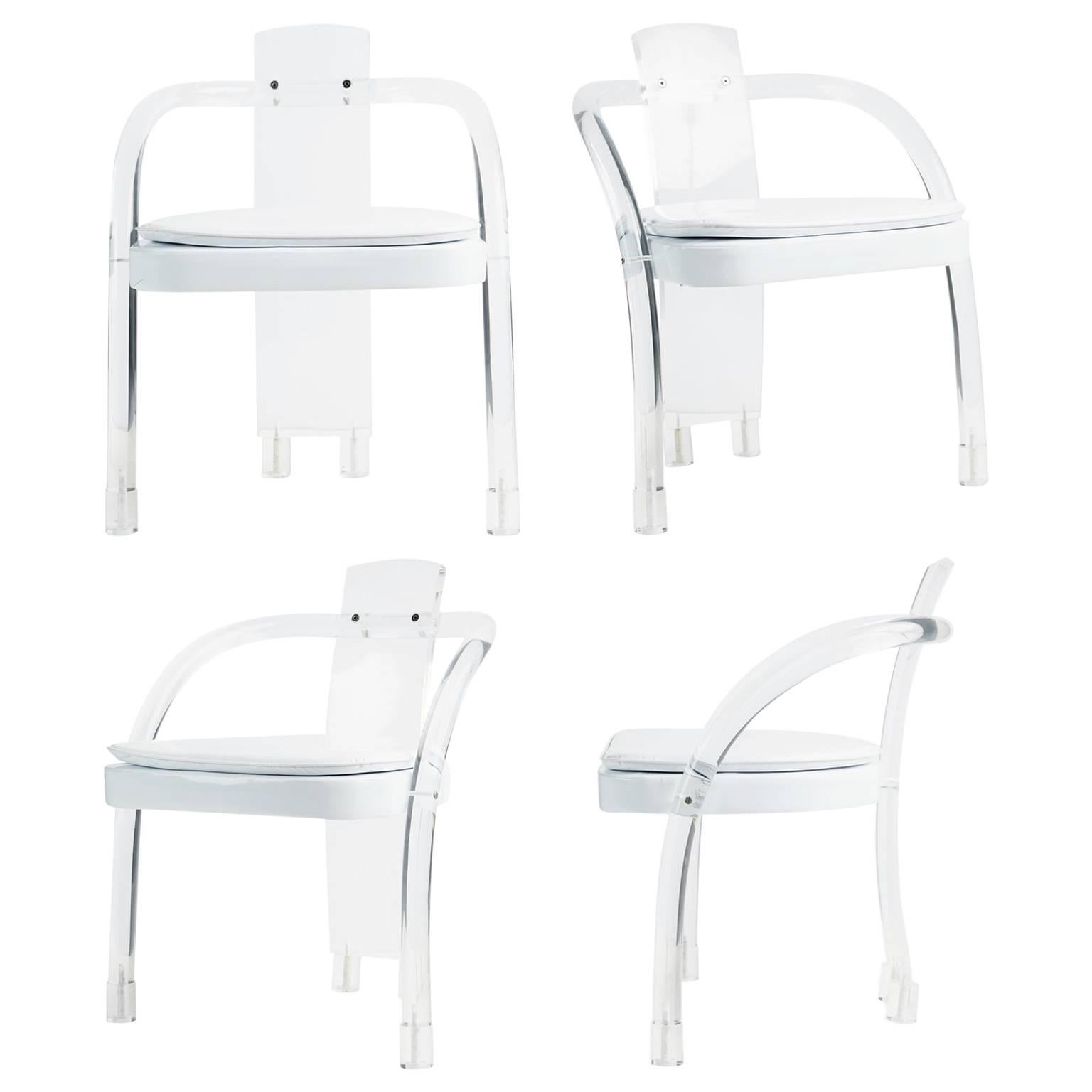 Lucite Waterfall Armchairs by Hill Manufacturing, Set of Four