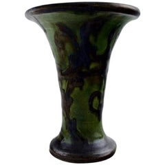 Vintage Kähler, Denmark, Glazed Stoneware Vase, Trumpet-Shaped