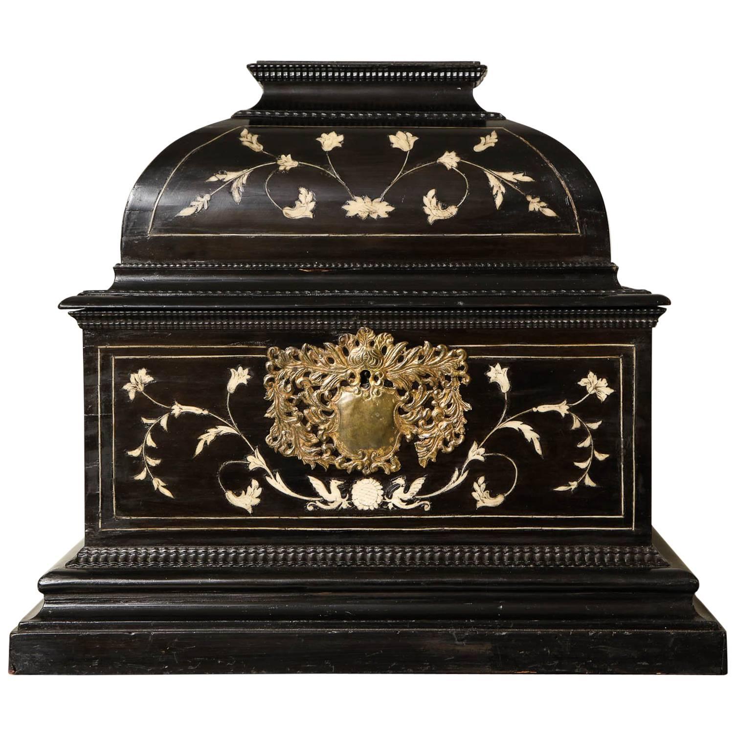 17th Century Flemish Ebony and Bone Jewel Box