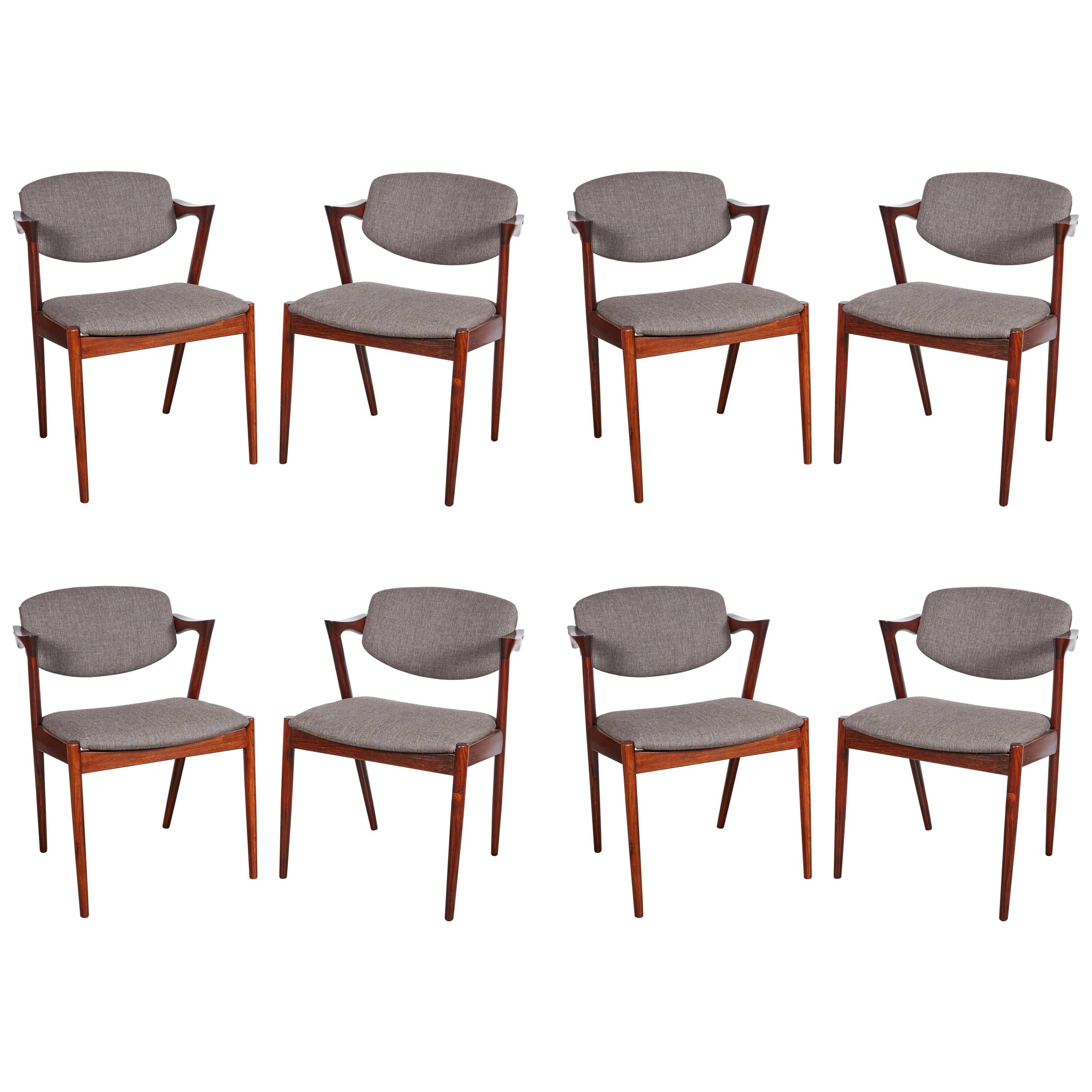 Kai Kristiansen No. 42 Rosewood Dining Chairs, Set of Eight