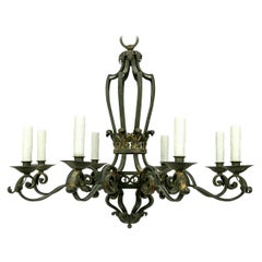 Antique French Hand-Forged Iron Chandelier