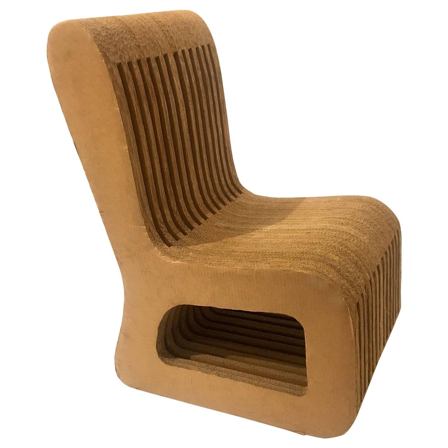 Rare and Unique Chair in Cardboard Attributed to Frank Ghery