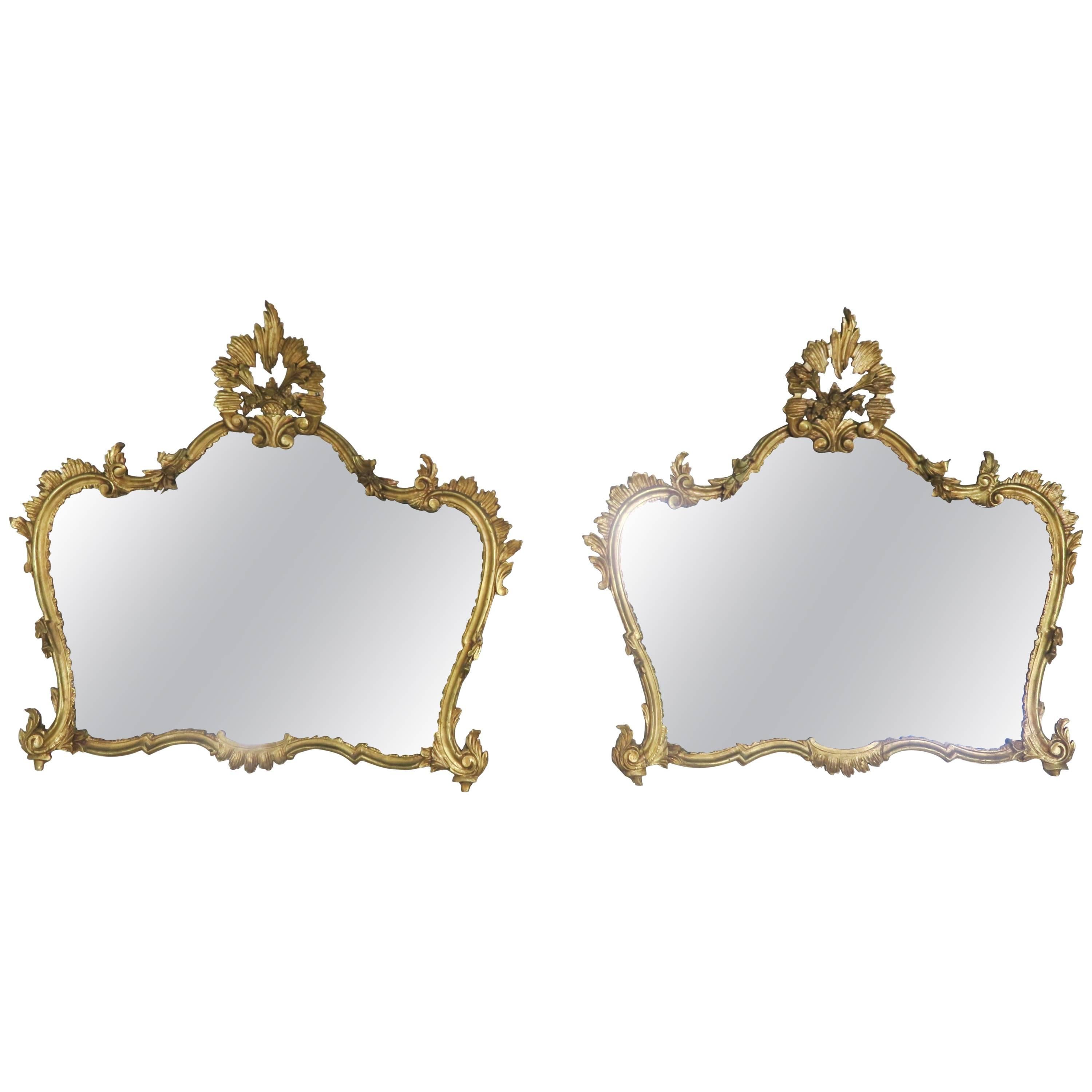 Pair of French Giltwood Mirrors, circa 1930s