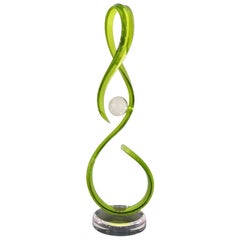 Contemporary Acrylic Sinuous Abstract Sculpture with Scroll Design in Green