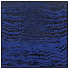 Contemporary Weaving Textile Fiber Art, Blue Waves 1 by Mimi Jung