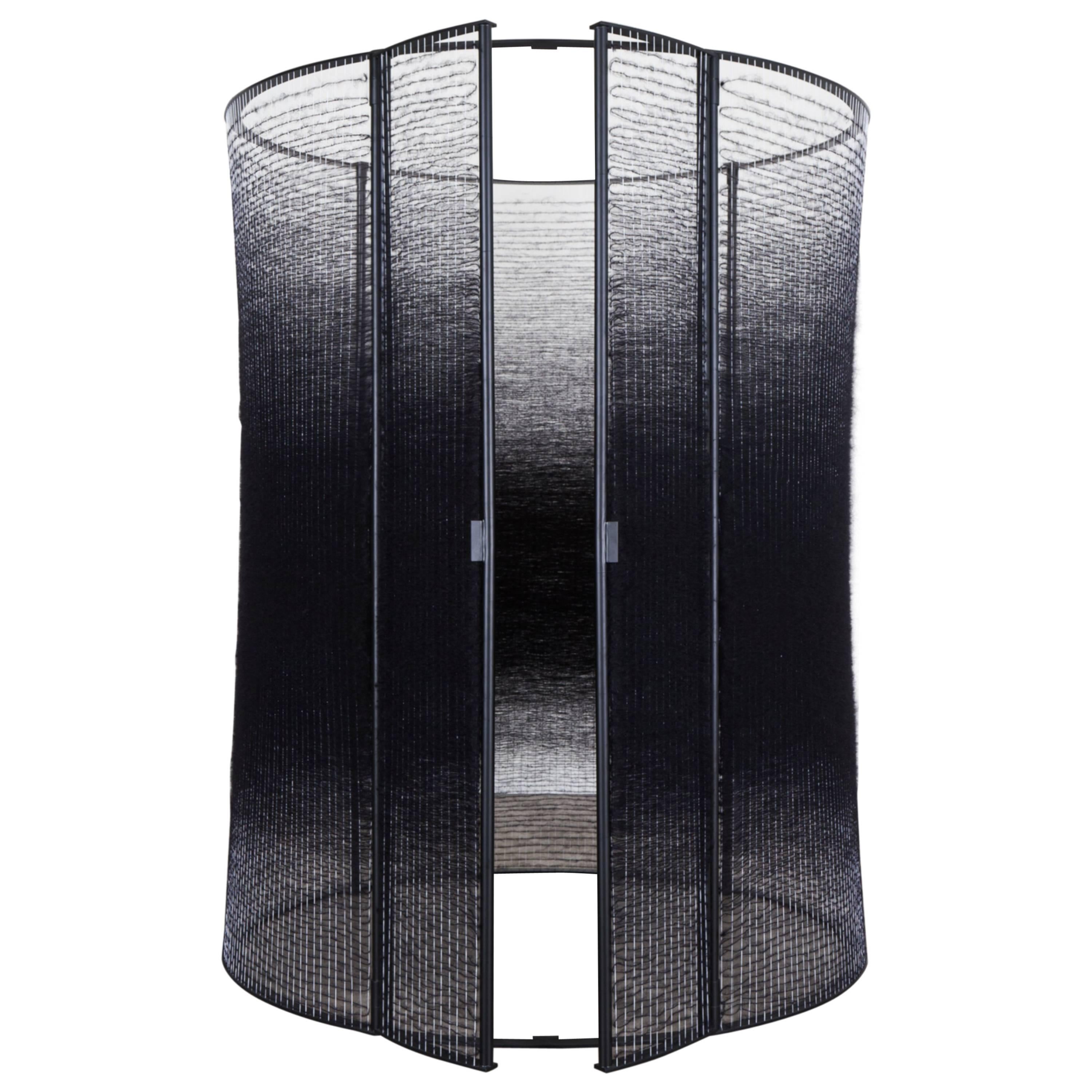 Contemporary Weaving Textile Fiber Art Installation, Black Interior by Mimi Jung For Sale