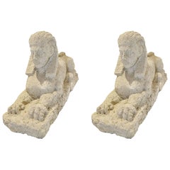 Pair of French Stone Figures of Sphinxes