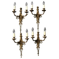 French 19th Century Set of Four Gilded Bronze Antique Wall Lights