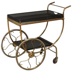 Mid-Century Modern Brass Tea/Drinks Trolley by Svenskt Tenn, Gold, Black, Sweden