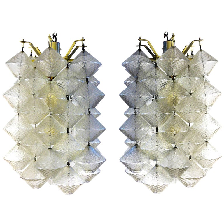 Vinicio Vianello Pair of Murano Glass Chandeliers by Vetreria Salviati, Italy For Sale