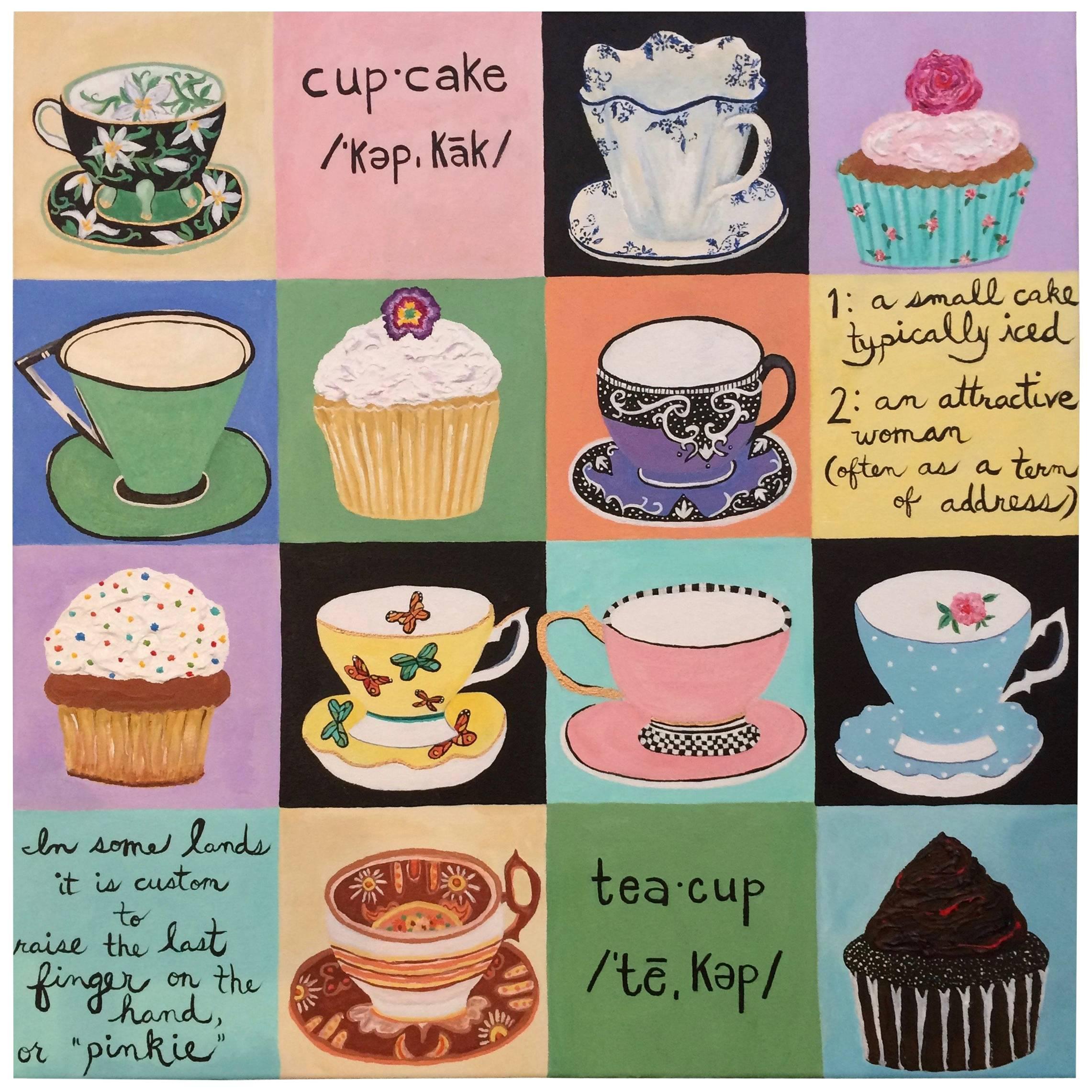 Teacups and Cupcakes Original Contemporary Painting