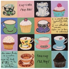 Teacups and Cupcakes Original Contemporary Painting