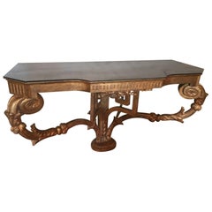 Elegant Turn of the Century French Giltwood Demilune Console