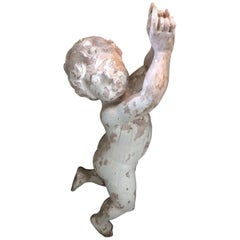 Heartbreakingly Beautiful Carved Wood Female Putti Sculpture Heartbreakingly Beautiful Carved Wood Female Putti Sculpture