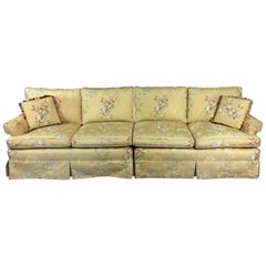 Vintage Large Two-Piece Sectional Sofa in  Pale Yellow Brocade 